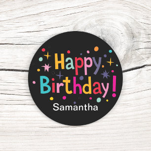Happy Birthday (Retro) Personalisierter Rundsticke Runder Aufkleber