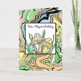 Happy Birthday Retro Pilze und Farbseite Karte