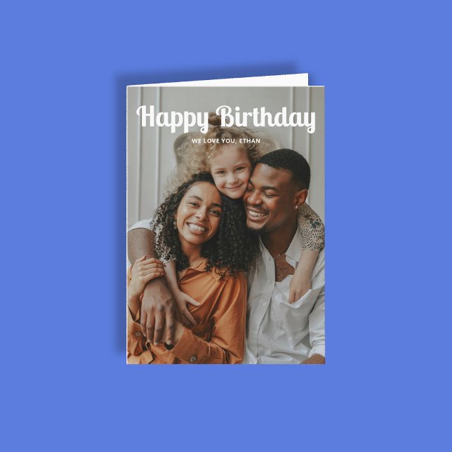 Happy Birthday Retro Script 3 Foto Karte (Von Creator hochgeladen)