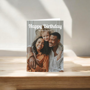 Happy Birthday Retro Script 3 Foto Karte