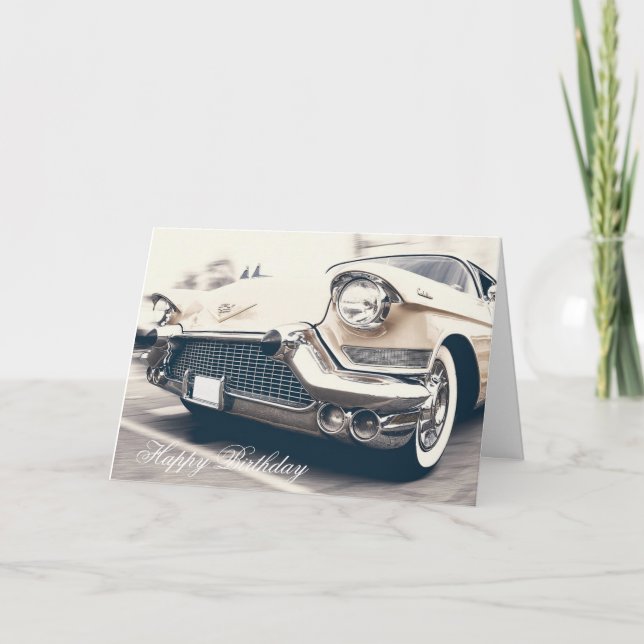 Happy Birthday Retro Vintage Car Card Karte (Vorderseite)