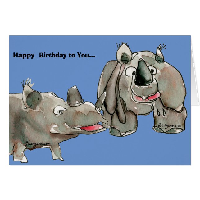 Happy Birthday Rhino Cartoon (Vorderseite (Horizontal))