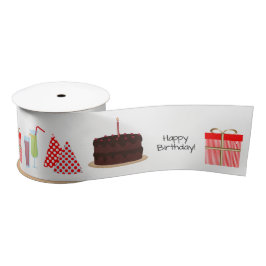 Happy Birthday Ribbon - in rot, 3'' Satinband