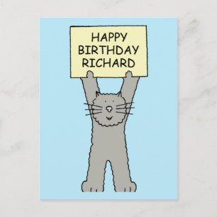Happy Birthday Richard Cartoon Cat Postkarte