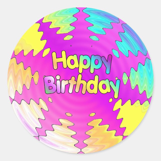 Happy Birthday Ripple Runder Aufkleber (Vorderseite)