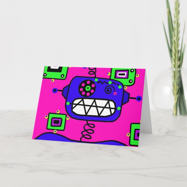 Happy Birthday Robot Karte (Vorderseite)