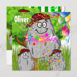 Happy Birthday Rock PotatoCard Einladung Ballons