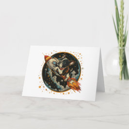 Happy Birthday Rocket Ship French Bulldog Karte