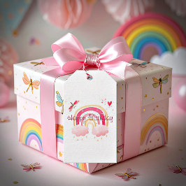 Happy Birthday Rosa Regenbogen Geschenkanhänger