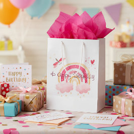 Happy Birthday Rosa Regenbogen Mittlere Geschenktüte