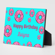 Happy Birthday Rosa Sahne Donuts blau