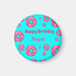 Happy Birthday Rosa Sahne Donuts blau Magnet