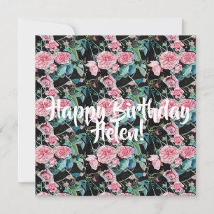 Happy Birthday Rose florale Damen Name Card Feiertagskarte