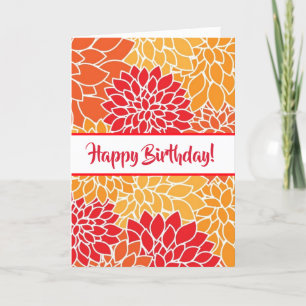 Happy Birthday Rot und Orange Floral Karte