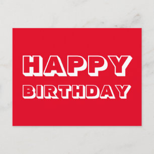 Happy Birthday rot-weiß moderne, fette Typografie Postkarte