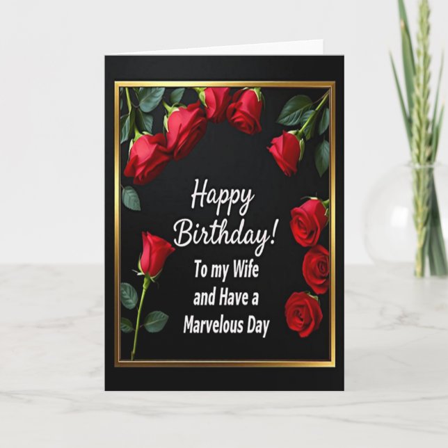 Happy Birthday Rote Rose Ehefrau Card Einladung (Vorderseite)