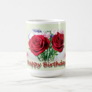 Happy Birthday Rote Rosen Blumendesign Tasse