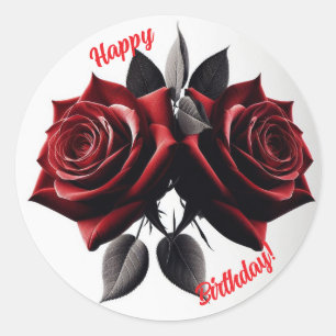 Happy Birthday Rote Rosen Runder Aufkleber
