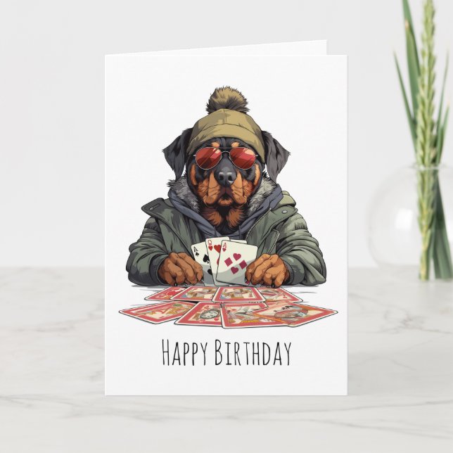 Happy Birthday Rottweiler Hund Spielkarten Karte (Vorderseite)