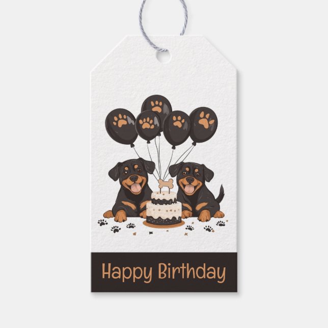 Happy Birthday Rottweiler Hunde Geschenkanhänger (Vorderseite)