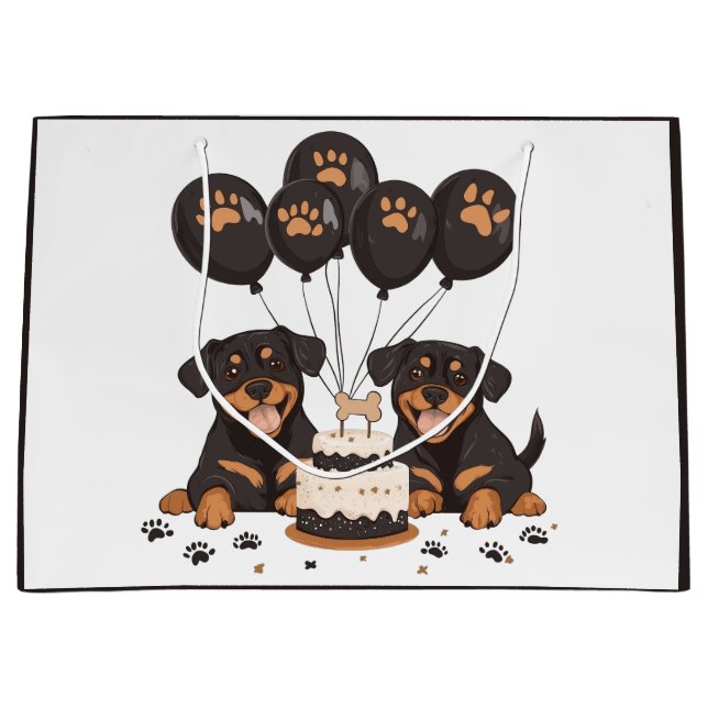 Happy Birthday Rottweiler Hunde Große Geschenktüte (Vorderseite)