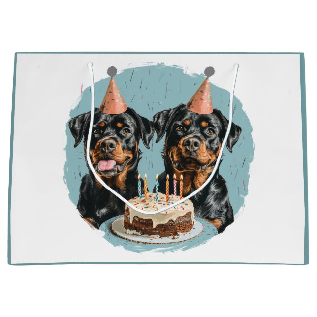 Happy Birthday Rottweiler Hunde Große Geschenktüte (Vorderseite)