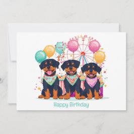 Happy Birthday Rottweiler Hunde im Karneval Karte