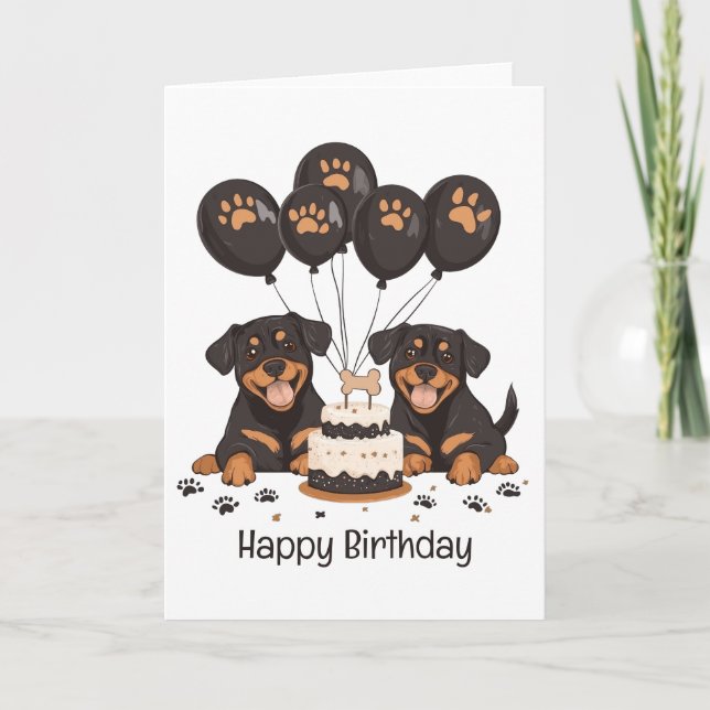 Happy Birthday Rottweiler Hunde Karte (Vorderseite)