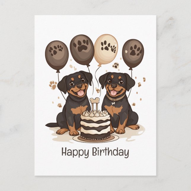 Happy Birthday Rottweiler Hunde Postkarte (Vorderseite)