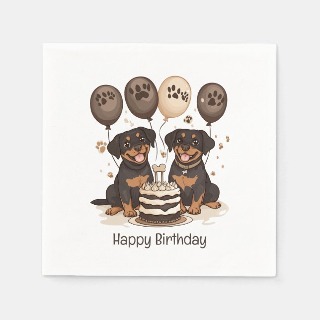Happy Birthday Rottweiler Hunde Serviette (Vorderseite)