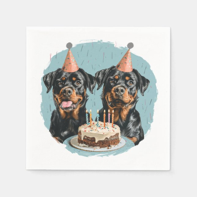 Happy Birthday Rottweiler Hunde Serviette (Vorderseite)