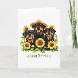 Happy Birthday Rottweiler Hunde Sonnenblumen Karte