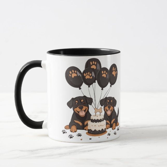Happy Birthday Rottweiler Hunde Tasse (Links)