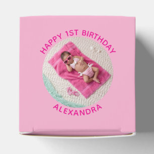 Happy Birthday Round Foto Pink Geschenkschachtel
