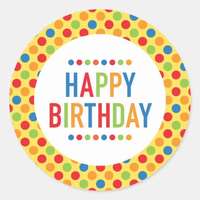 Happy Birthday Round Sticker (Vorderseite)