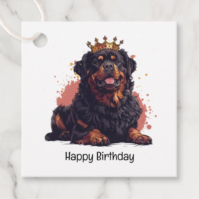 Happy Birthday Royal Rottweiler Dog Queen Crown Geschenkanhänger (Vorderseite)