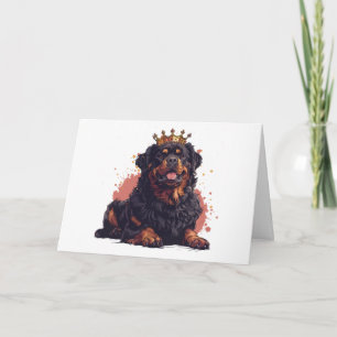 Happy Birthday Royal Rottweiler Dog Queen Crown Karte