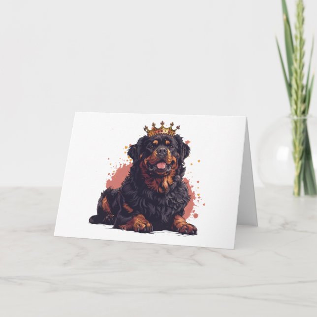 Happy Birthday Royal Rottweiler Dog Queen Crown Karte (Vorderseite)