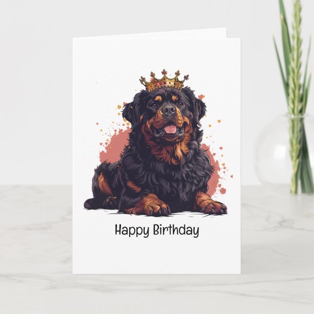 Happy Birthday Royal Rottweiler Dog Queen Crown Karte (Vorderseite)