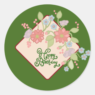 Happy Birthday Runder Aufkleber