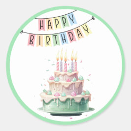 Happy Birthday Runder Aufkleber