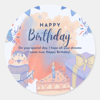 Happy Birthday Runder Aufkleber