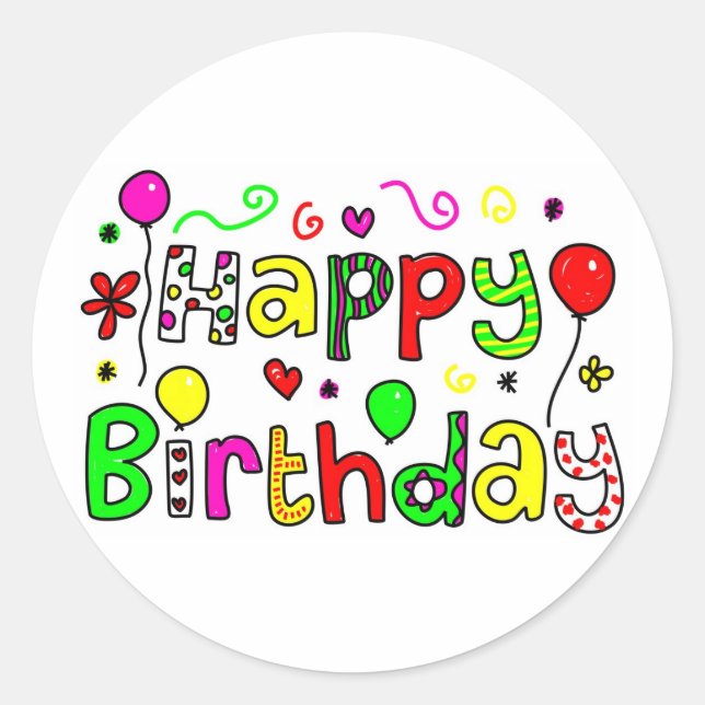 Happy Birthday Runder Aufkleber (Vorderseite)