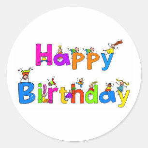 Happy Birthday Runder Aufkleber