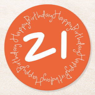 Happy Birthday Runder Pappuntersetzer