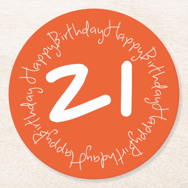 Happy Birthday Runder Pappuntersetzer (Vorderseite)