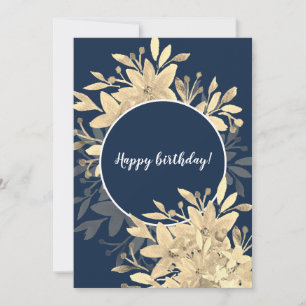 Happy Birthday Rustic Floral Sepia Marine Karte