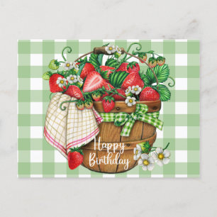 Happy Birthday Rustic Strawberry Frucht Basket Postkarte