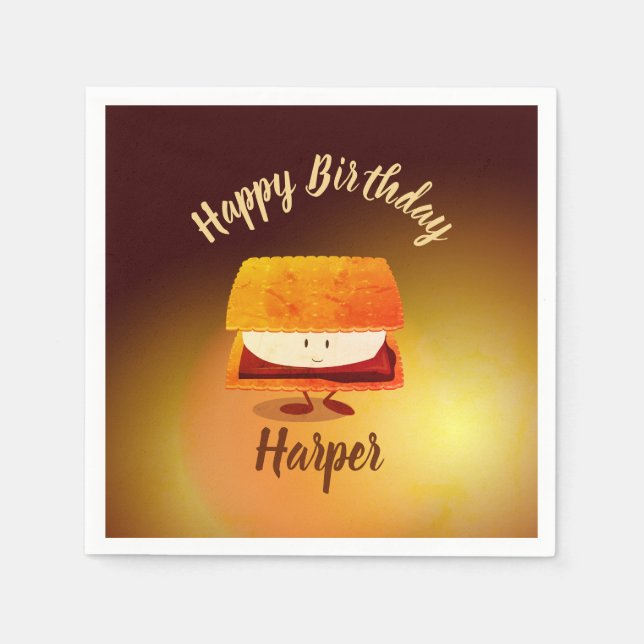 Happy Birthday S more Name Paper Napkins Serviette (Vorderseite)