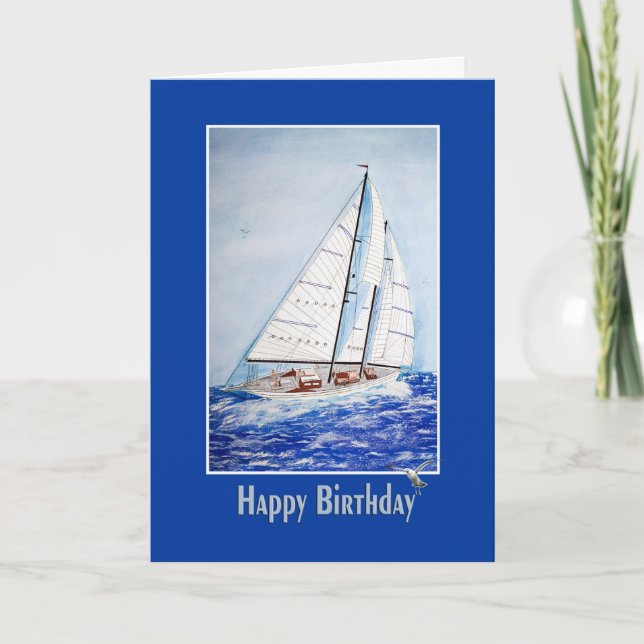 Happy Birthday Sailboat Karte (Vorderseite)